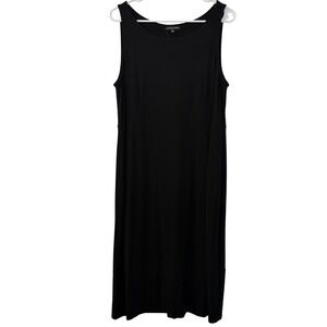 Eileen Fisher Womens Black Sleeveless Cutout Back Midi Tank Dress Size‎ L